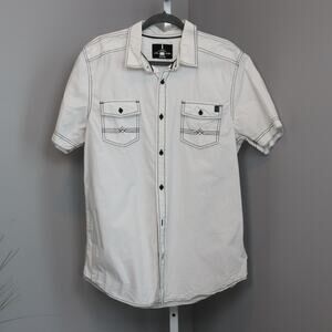 i Jeans by Buffalo Men's White Button Down Shirt Size L Contrast Stitch Western